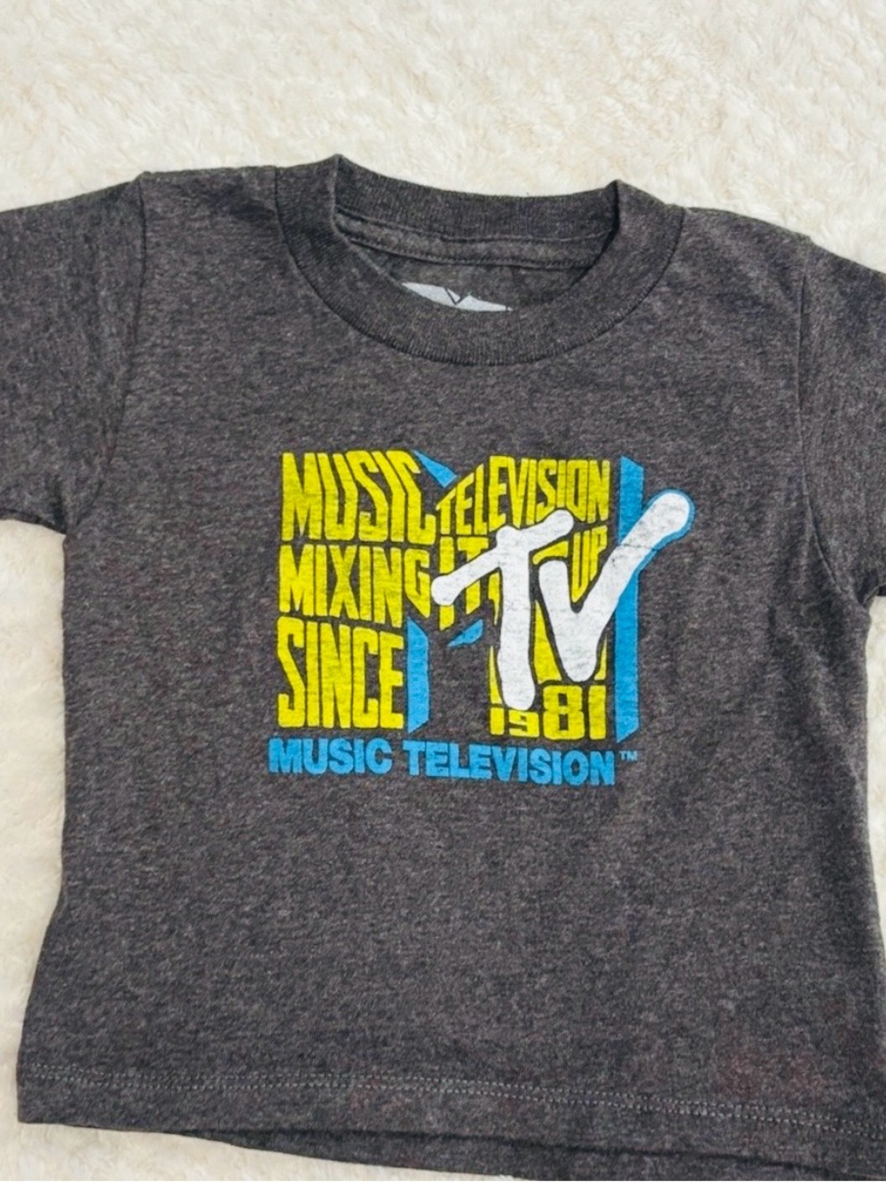 MTV Kids Tee - Charcoal with Yellow and Blue
